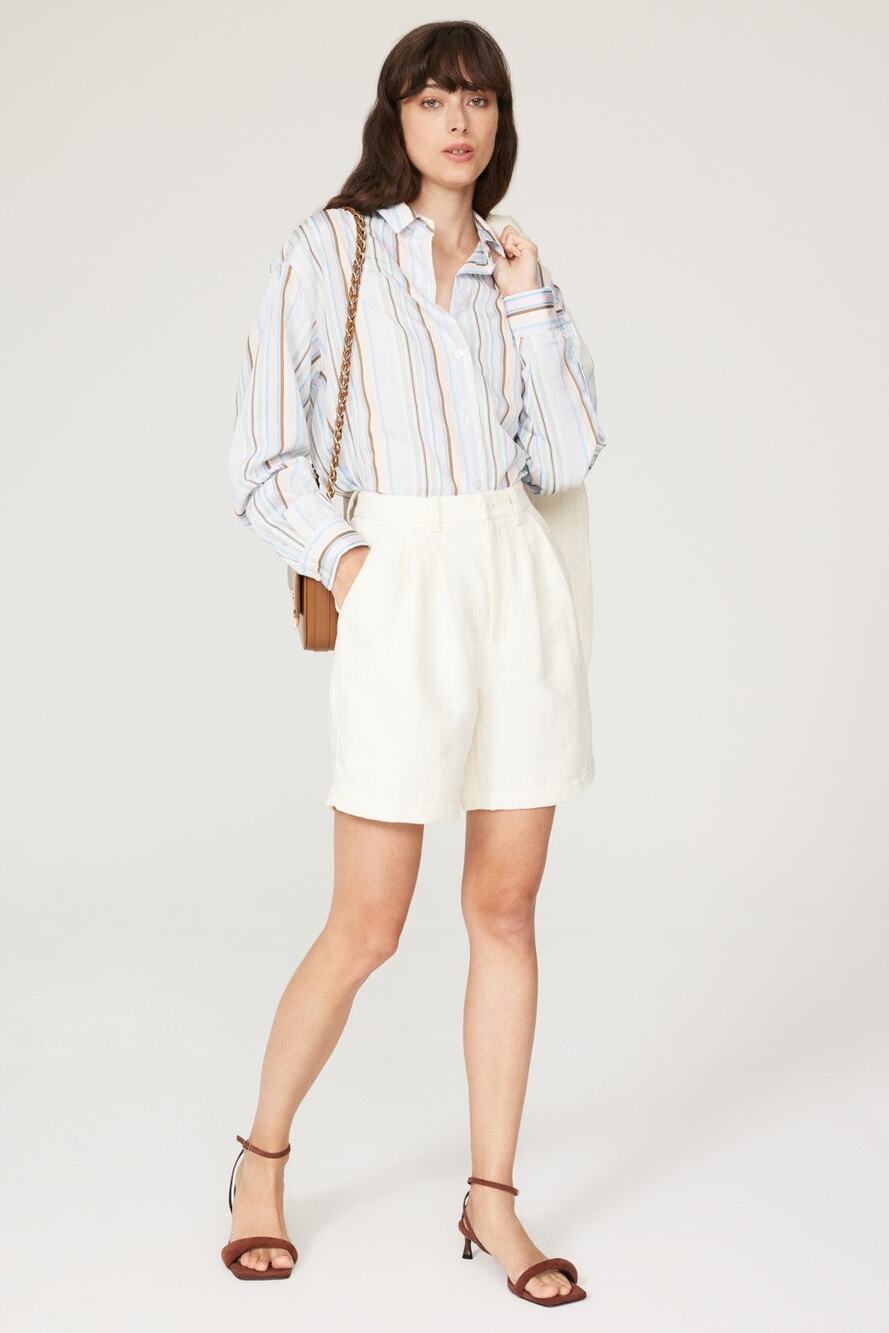 SAMSOE Multicolor Stripes Long Sleeve Collar Front Button Alfrida Shirt Size XXS